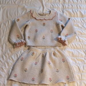 🌸 Cynthia Rowley Toddler Knit Sweater & Skirt Set – 2T